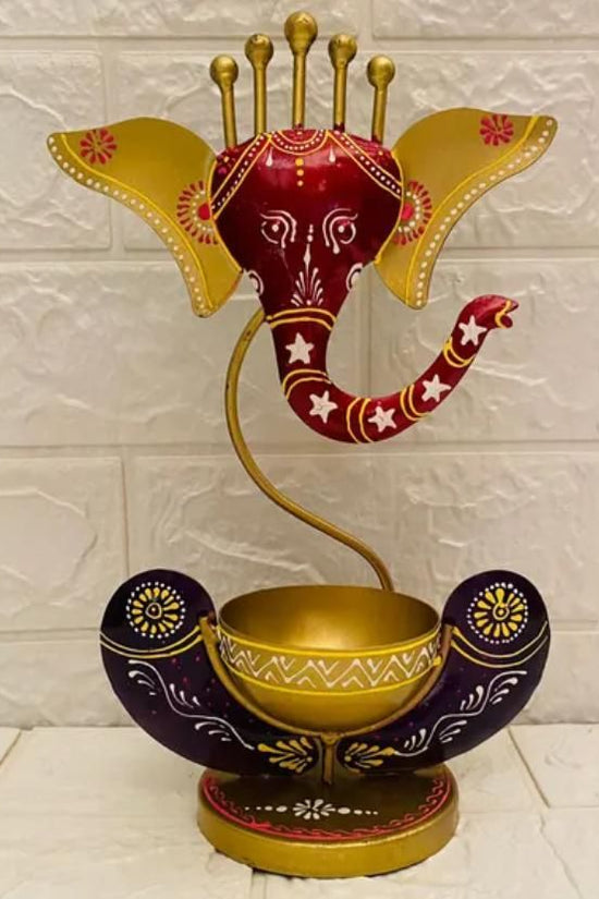 Intricately Crafted Spiritual Decor Ganesha with Tealight Candle Holder