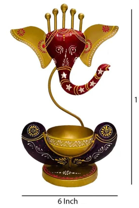 Intricately Crafted Spiritual Decor Ganesha with Tealight Candle Holder