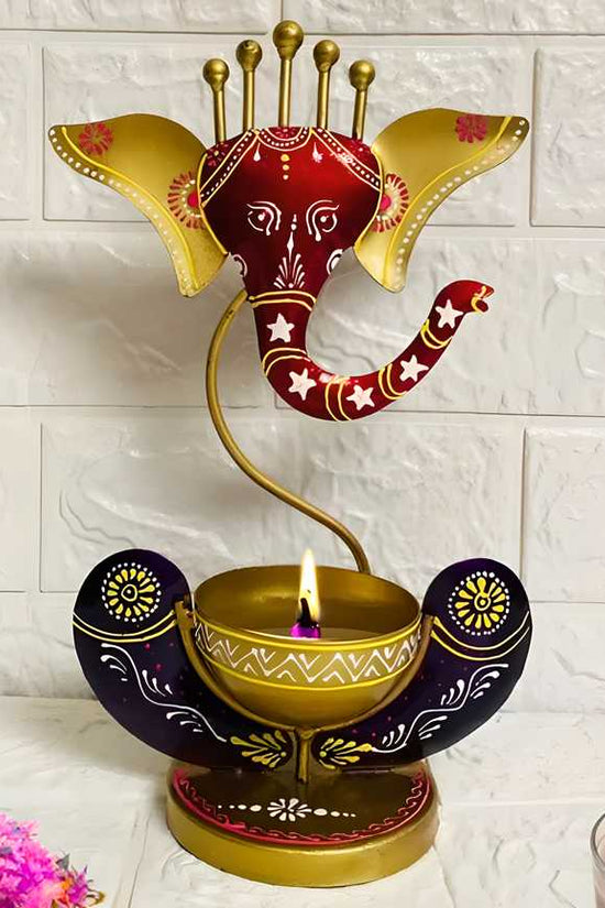 Intricately Crafted Spiritual Decor Ganesha with Tealight Candle Holder